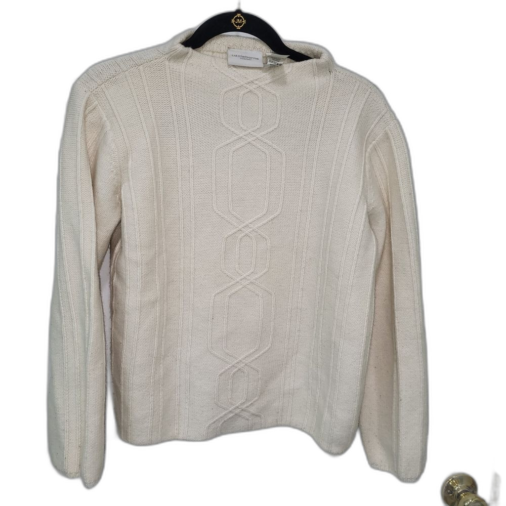 Liz Claiborne Wool Blend Cream Crew Neck Sweater - Large